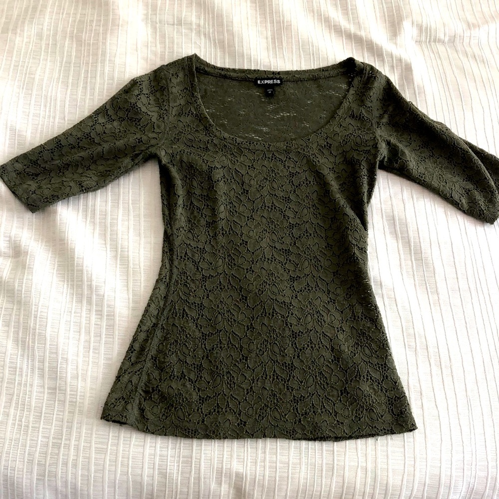 Express green lace xs top